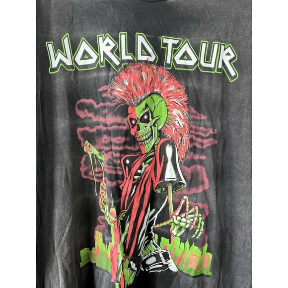 Reason World Tour SZ L Black Graphic T-Shirt NEW Neon Spray Paint Effect Unisex - Picture 8 of 9